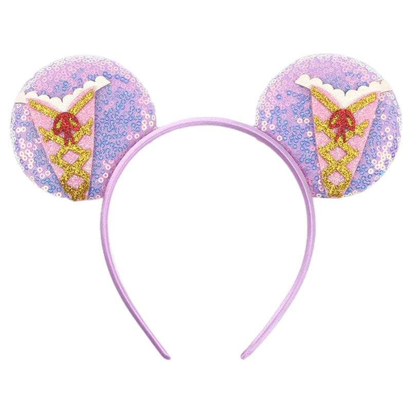 Diadema de orejas de Mickey Mouse de Lilo & Stitch – Lazo de lentejuelas de 5" Accesorio para el cabello de dibujos animados para mujeres y niñas | Diadema para fiestas y festivales