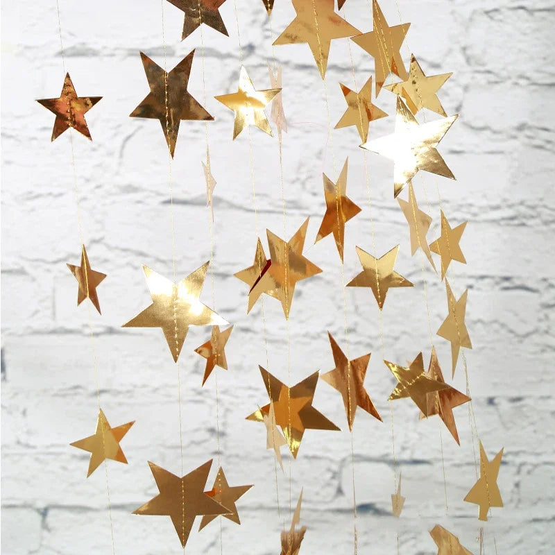 4M Moon & Star Glitter Paper Garland – Hanging Party Banner for Weddings, Eid, Baby Showers & Celebrations