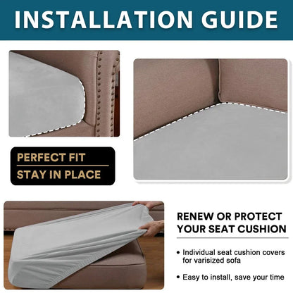 Velvet Sofa Cushion Cover – Plush Stretch Couch Slipcover Furniture Protector for Living Room