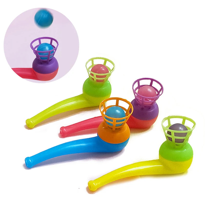 10Pcs Plastic Pipe Blowing Ball Toys – Outdoor Sports Balance Training & Learning Game Set for Kids, Funny Educational Gift