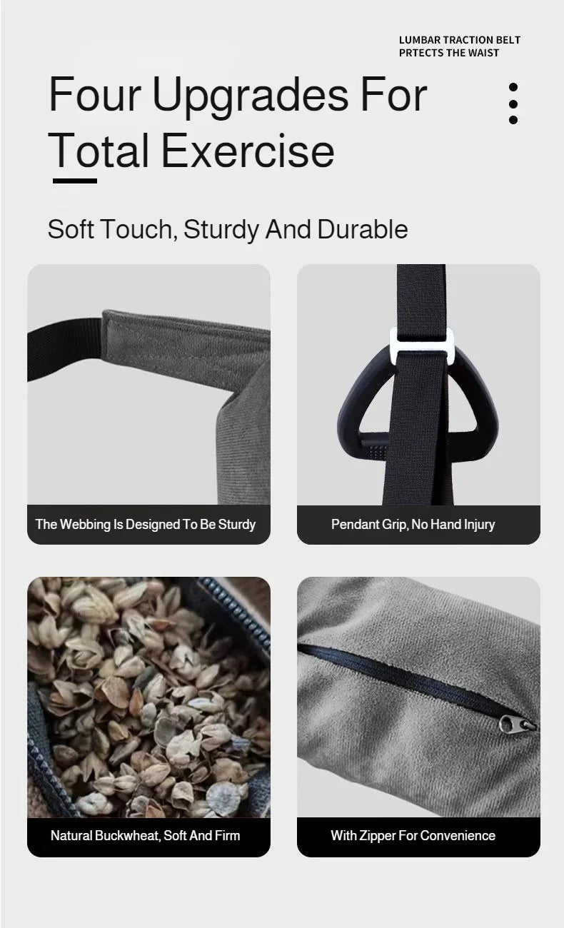 Cinturón de tracción lumbar – Cinturón de apoyo para estiramiento espinal doméstico para relajación de cintura, estiramiento de espalda y ejercicio de descompresión en barra horizontal
