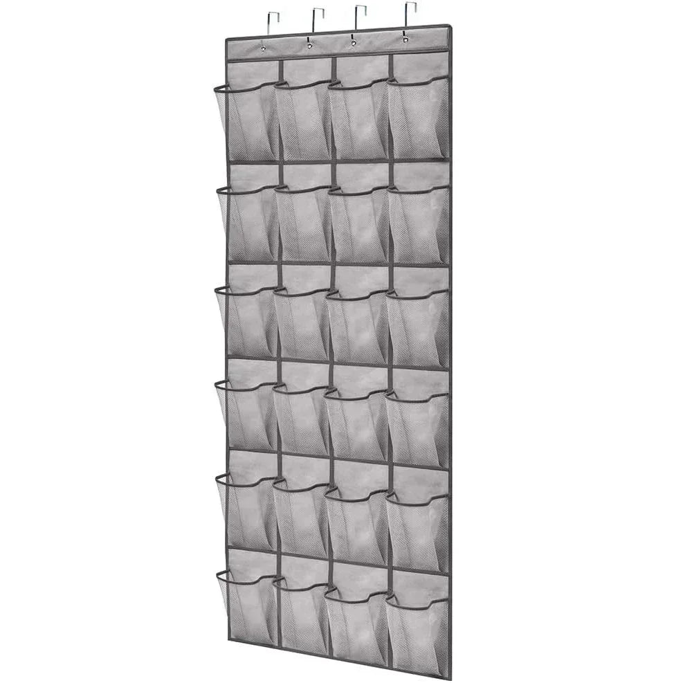 Over-the-Door Shoe Organizer - 12, 14 or 24 Pocket Hanging Shoe Storage with Large Mesh Pockets & 4 Hooks