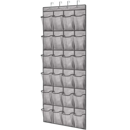 Over-the-Door Shoe Organizer - 12, 14 or 24 Pocket Hanging Shoe Storage with Large Mesh Pockets & 4 Hooks