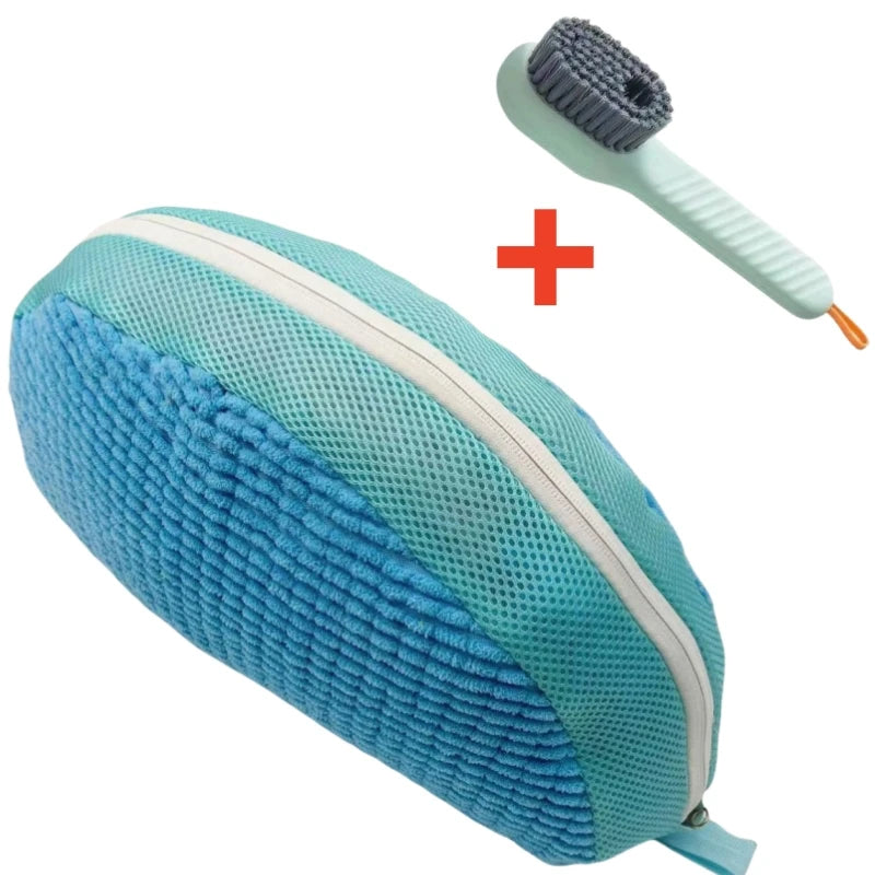 Shoe Washing Machine Bag with Cleaning Brush Set - Durable Reusable Laundry Bag for Sneakers, Running Shoes & Delicates (1, 2 or 4 Pack)