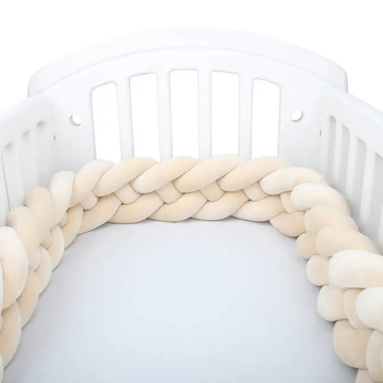 Protector de cuna trenzado hecho a mano – Cojín de cuna anudado suave para cunas, decoración de guardería y protección de bordes (1M–3.6M)