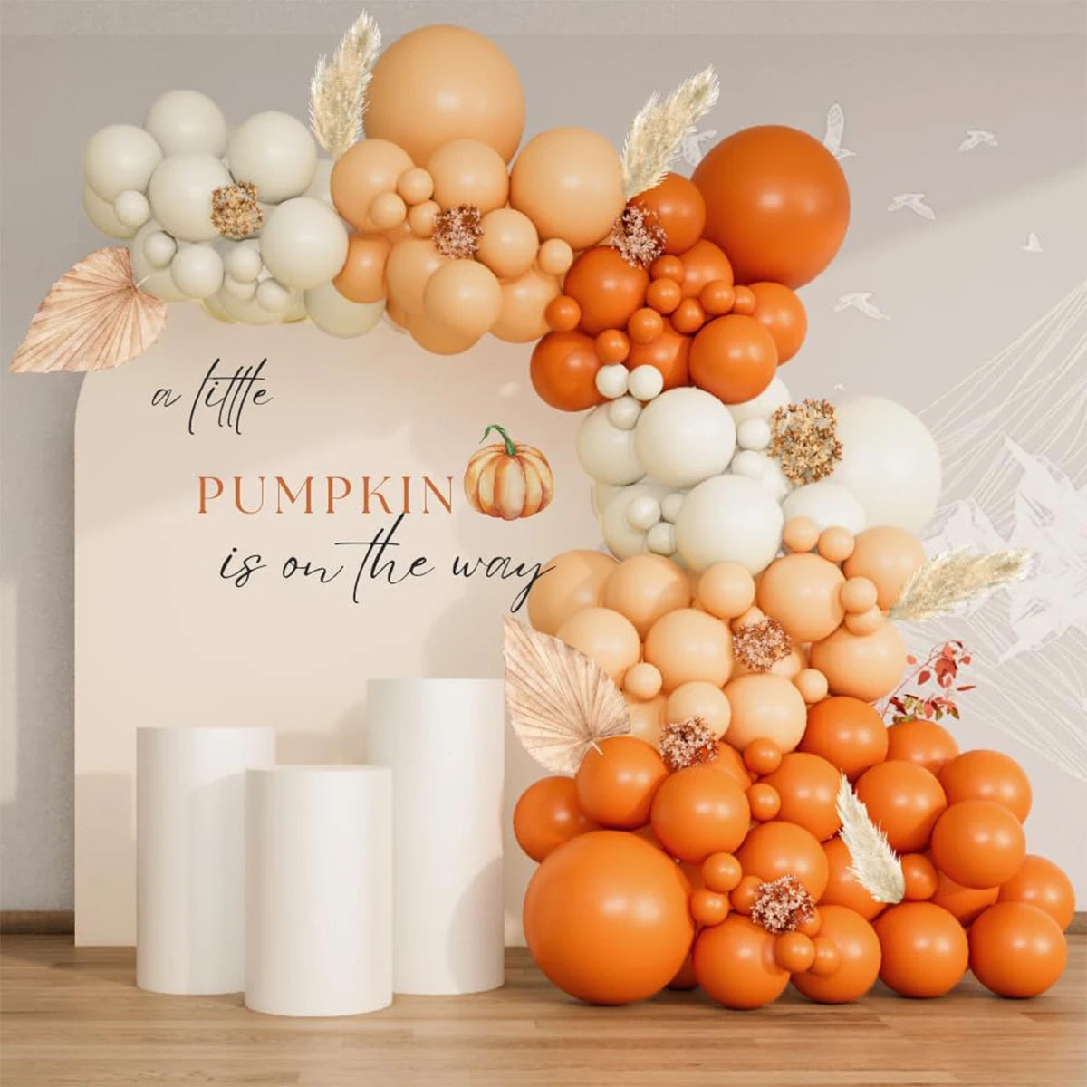 Matte Orange, Yellow, White & Gold Balloon Garland Arch Kit – Wedding, Baby Shower, 1st Birthday & Party Decorations