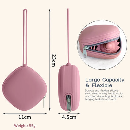 Étui portable pour sucette de bébé – Boîte de rangement en silicone de qualité alimentaire avec fermeture éclair pour voyage et accessoires pour bébé
