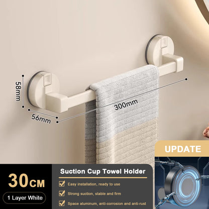Toallero de Ventosa para Pared, sin Taladro, para Baño, Barra de Toalla de 30/40/50cm, Soporte que Ahorra Espacio