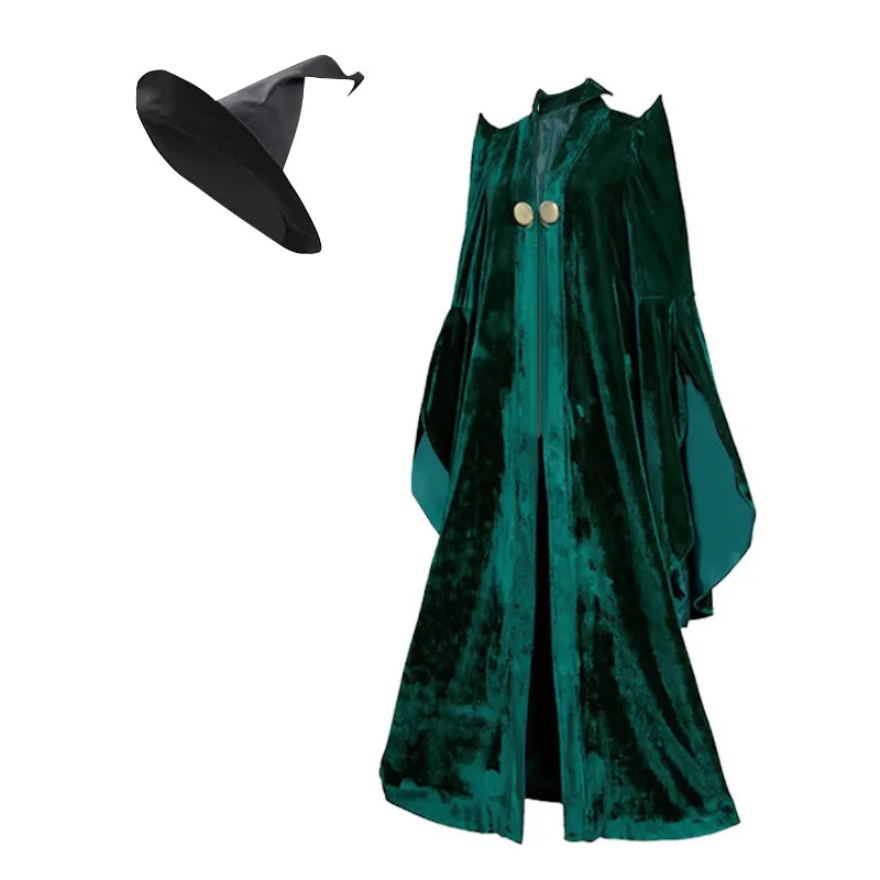 School of Witchcraft & Wizardry Professor McGonagall Costume – Hogwarts-Inspired Robe for Halloween Cosplay, Wizard School Parties & Dress-Up
