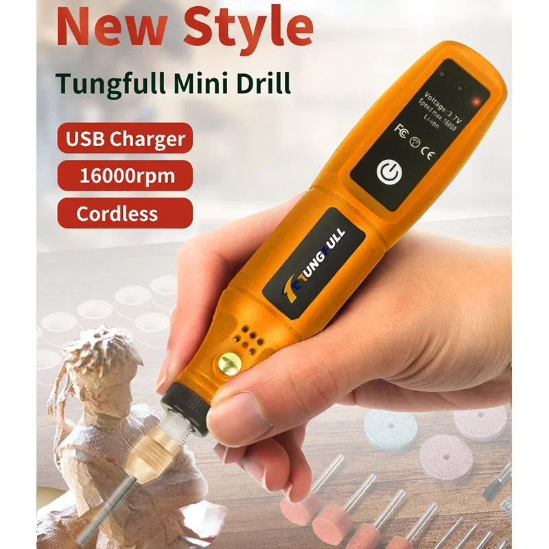 Mini Rotary Tool USB Engraver – Rechargeable Cordless Grinder Drill for DIY Carving, Polishing & Crafts