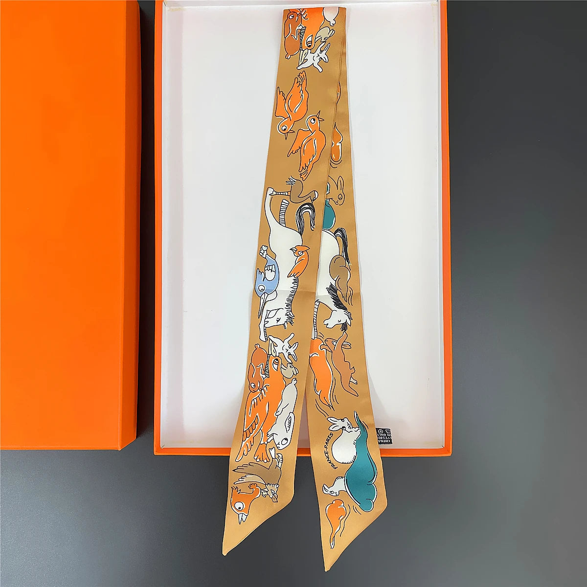 Pañuelo estrecho de sarga de seda 100 % de lujo para mujer, diseño de marca, pañuelo para bolso, pañuelo para el cuello, diadema para el pelo
