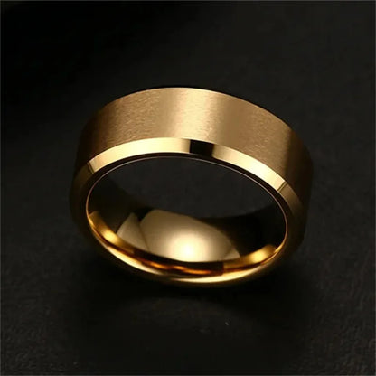 Anillo de dije de acero inoxidable negro – Banda mate de boda y compromiso para hombres y mujeres | Regalo de joyería de moda minimalista
