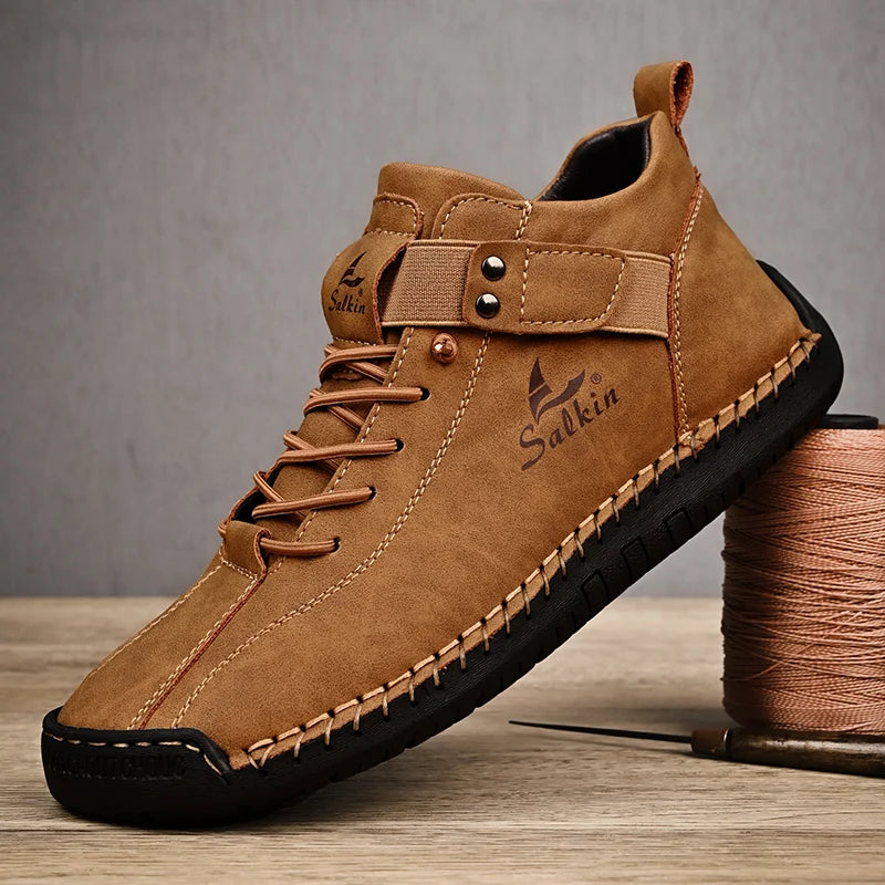 Zapatillas Casual de Cuero Hechas a Mano para Hombre – Zapatos Transpirables de Cuero Genuino, Botines de Exterior para Uso Diario