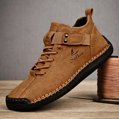 Zapatillas Casual de Cuero Hechas a Mano para Hombre – Zapatos Transpirables de Cuero Genuino, Botines de Exterior para Uso Diario