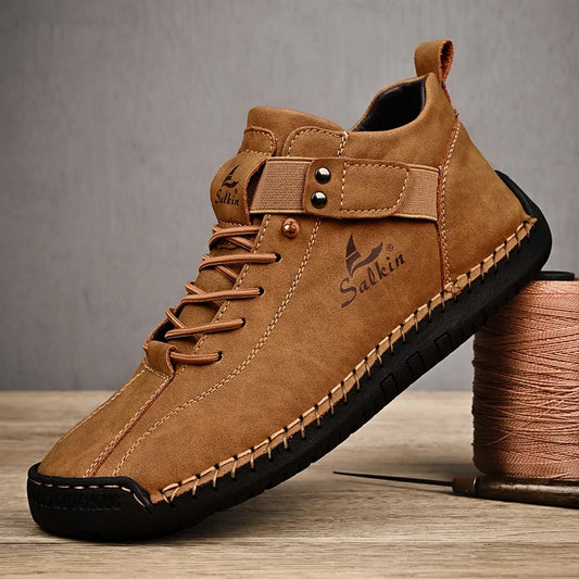 Zapatillas Casual de Cuero Hechas a Mano para Hombre – Zapatos Transpirables de Cuero Genuino, Botines de Exterior para Uso Diario