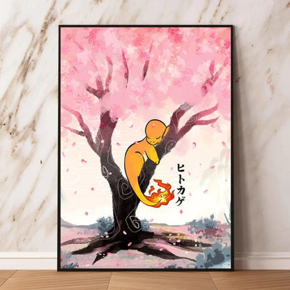 Japanese Anime Pokémon Canvas Wall Art – Pikachu, Charmander & Eevee Watercolor Poster Print Home Decor
