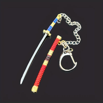 Set de 6 llaveros mini espada katana – Dijes coleccionables inspirados en animes y juegos de 3.54 pulgadas con vainas, genial regalo colgante para mochilas de hombres y niños