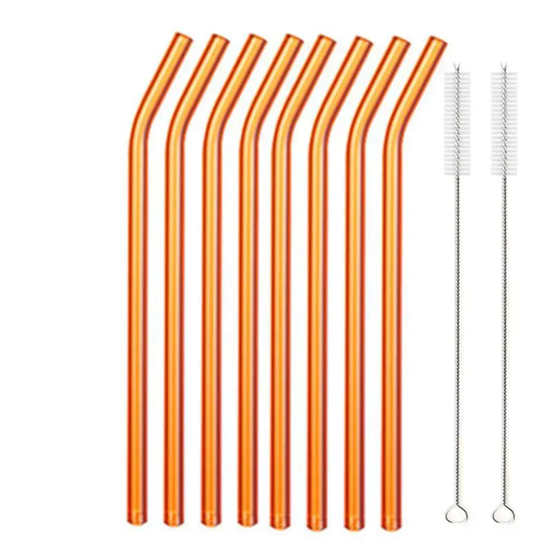 8.5 Inch Reusable Glass Straws Set, 8mm Multi-Color Drinking Straws, Eco-Friendly Glass Straws for Smoothies, Milkshakes, Cocktails and Cold Drinks