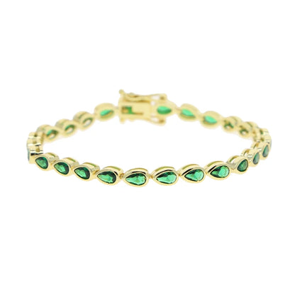 Pulsera de tenis 5A CZ – Pulsera geométrica de cristal de circonita cúbica con bisel para mujer | Joyería de moda clásica de lujo