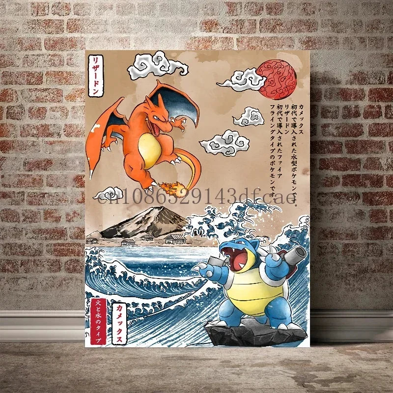 Pokémon Empoleon – Toile Murale – Affiche d'Anime Moderne pour Salon, Chambre, Salle de Jeux et Décoration Intérieure