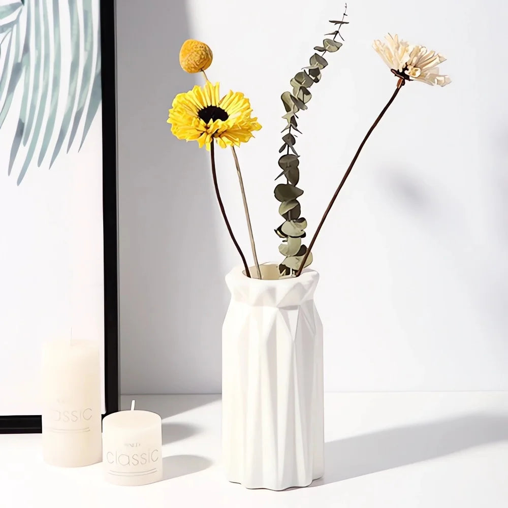 Nordic Modern Plastic Flower Vase – Minimalist Decorative Vase for Fresh Flowers & Home Décor