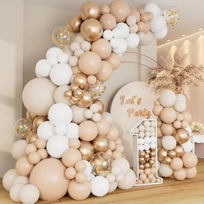 Sage Green Balloon Arch Garland Kit – Green, White, Sand & Gold Confetti Latex Balloons for Birthday, Wedding & Graduation Decorations