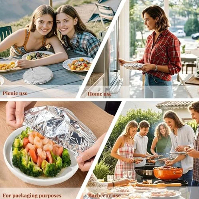 30/50PCS Reusable Stretch Foil Food Covers – Elastic Aluminum Foil Wraps for Bowls, Plates & Food Storage, Kitchen Freshness Covers