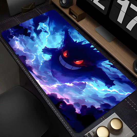 Alfombrilla de ratón gaming XXL Gengar Pokémon de 90x40cm – Alfombrilla de escritorio grande de anime para teclado, PC y portátil