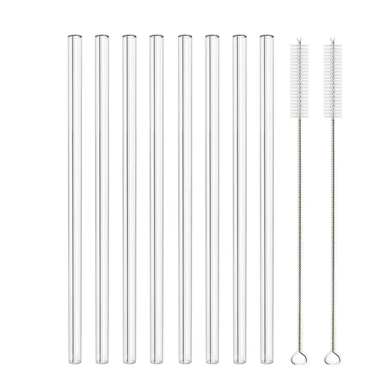 8.5 Inch Reusable Glass Straws Set, 8mm Multi-Color Drinking Straws, Eco-Friendly Glass Straws for Smoothies, Milkshakes, Cocktails and Cold Drinks