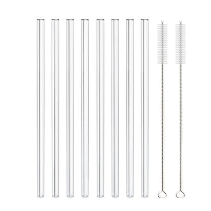 8.5 Inch Reusable Glass Straws Set, 8mm Multi-Color Drinking Straws, Eco-Friendly Glass Straws for Smoothies, Milkshakes, Cocktails and Cold Drinks