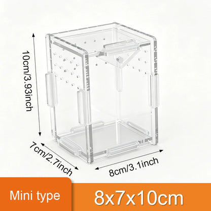 Clear Acrylic Reptile Terrarium Breeding Box – Transparent Nano Habitat Enclosure for Turtles, Arboreal Tarantulas, Bearded Dragons & Small Reptiles