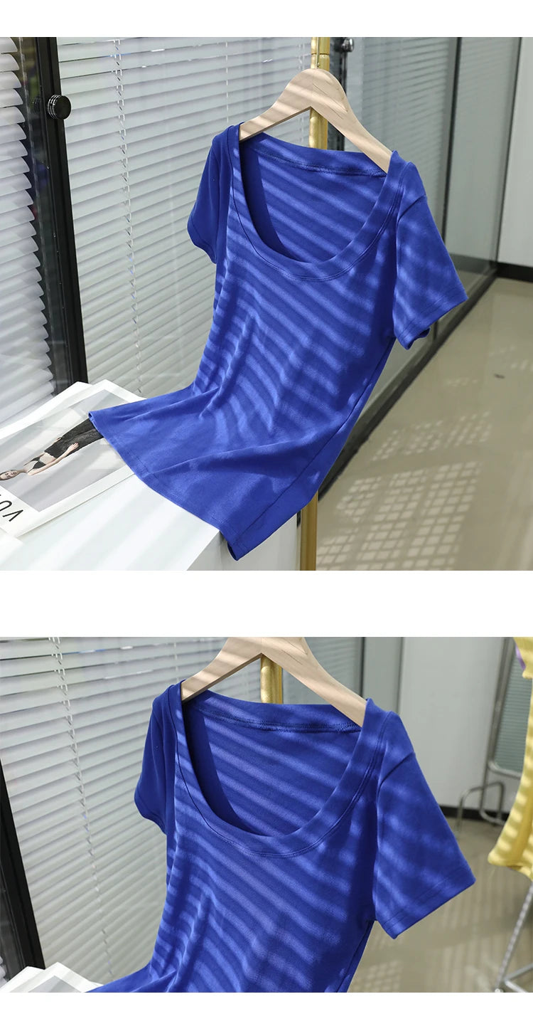 2026 Summer Women’s 100% Cotton Slim T-Shirt Casual Basic O-Neck Solid Korean Style Tee 16 Colors