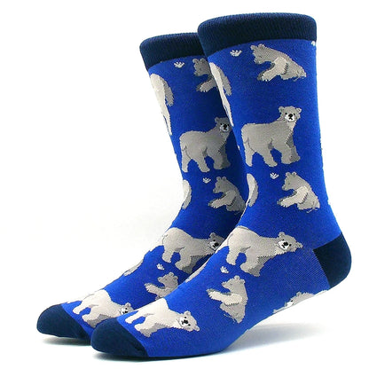 Funny Colorful Hip Hop Socks – Combed Cotton Animal, Astronaut & Geometric Print Socks for Men & Women, Business Dress Wear