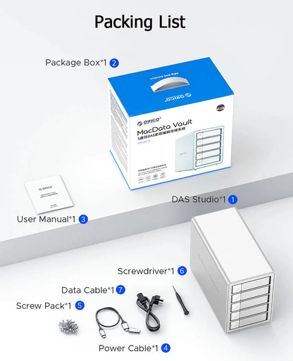 ORICO 4/5 Bay HDD Docking Station – USB 3.2 Type-C 10Gbps SATA Hard Drive Enclosure for 2.5" & 3.5" SSD HDD