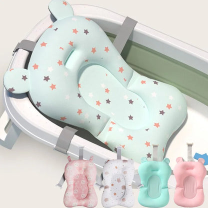 Tapete de soporte para bañera de bebé recién nacido – Cojín de baño plegable antideslizante para bebés, almohadilla de bañera de seguridad con diseño de dibujos animados para baby shower, soporte cómodo para lactancia y baño