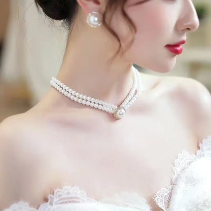 Nuevo collar gargantilla de perlas barrocas para mujer, lujoso, para bodas, fiestas, collar de cuentas de tres capas, torques, regalo de joyería de moda para damas
