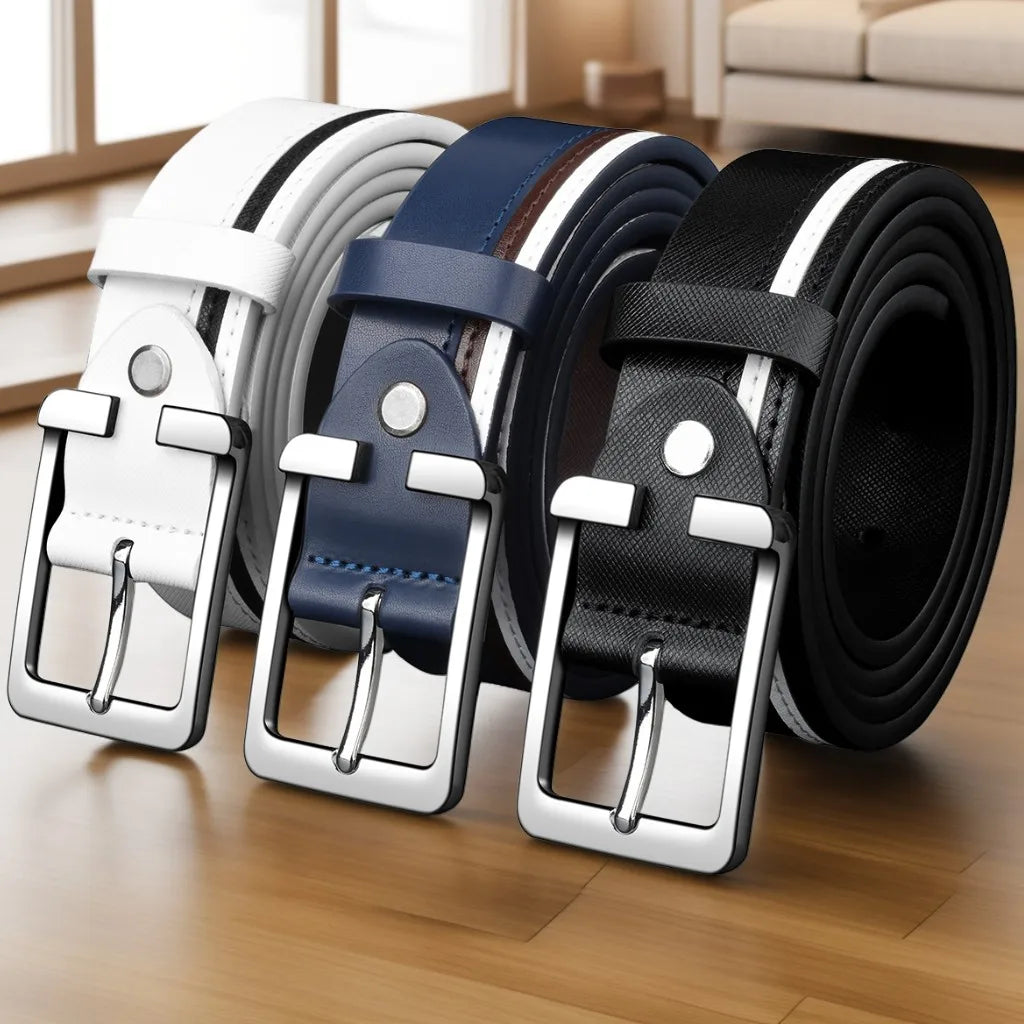 Men's Contrast-Color Needle Buckle Belt – Classic Modern Casual Waist Belt for Daily Commuting, Leisure & Everyday Wear