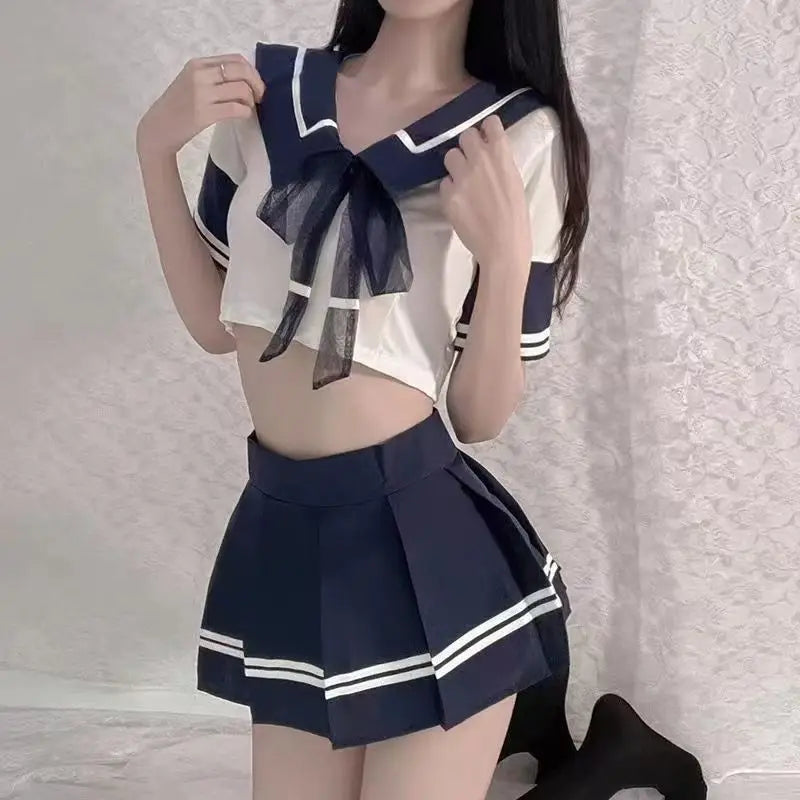 Anime School Uniform Cosplay Costume Set – Mini Skirt & Blouse Roleplay Outfit for Women, Halloween, Party & Convention Wear