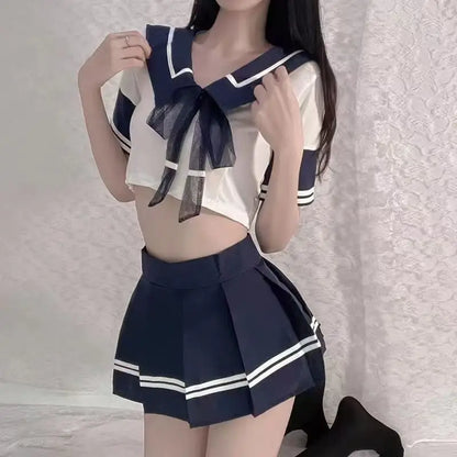 Anime School Uniform Cosplay Costume Set – Mini Skirt & Blouse Roleplay Outfit for Women, Halloween, Party & Convention Wear
