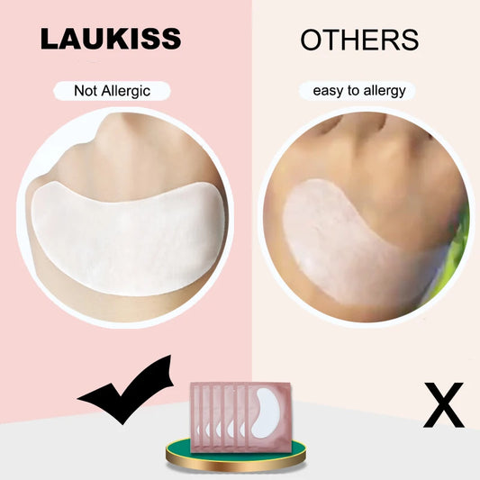 25/50/100 pares de parches para extensión de pestañas LAUKISS – Almohadillas sin pelusa debajo de los ojos para construcción de pestañas, pestañas postizas y aplicación de belleza
