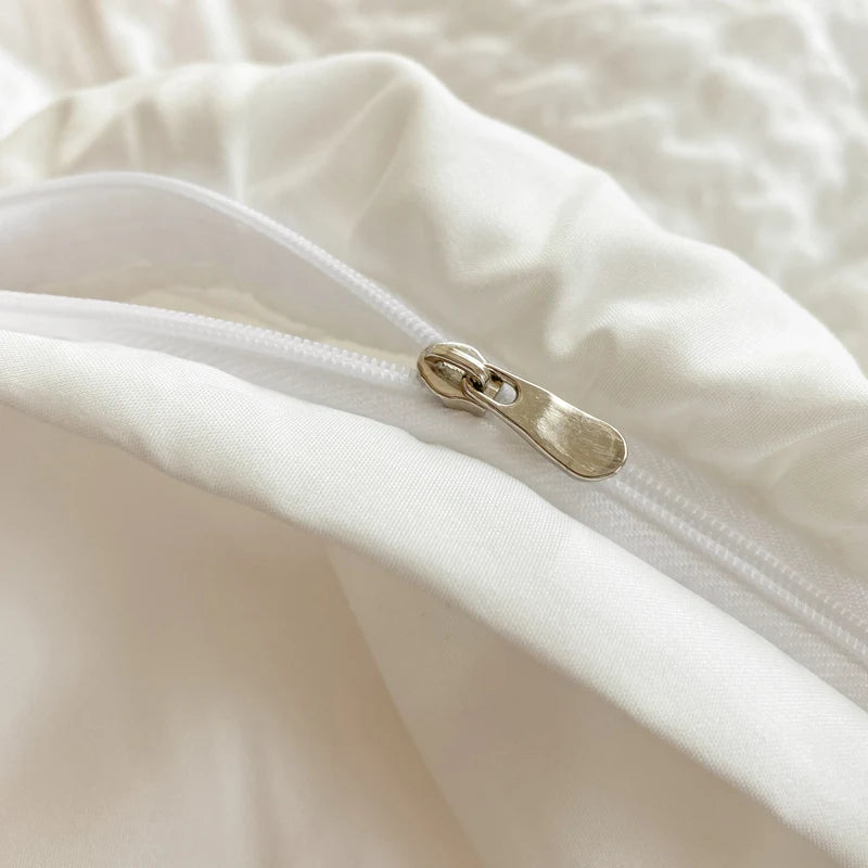 Juego de ropa de cama de 3 piezas de encaje coreano Seersucker – Juego de funda nórdica y fundas de almohada para dormitorio y habitación de invitados