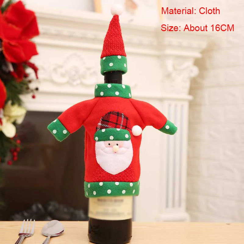 Christmas Wine Bottle Cover Set – Red Dress Wine Bottle Bag for Xmas, New Year Gifts, Navidad Party & Dinner Table Decor