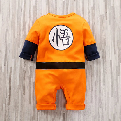 Anime-Inspired Baby Cosplay Romper – Vegeta, Krillin & Roshi Training Outfit for Newborns & Infants, Halloween Cartoon Costume Jumpsuit