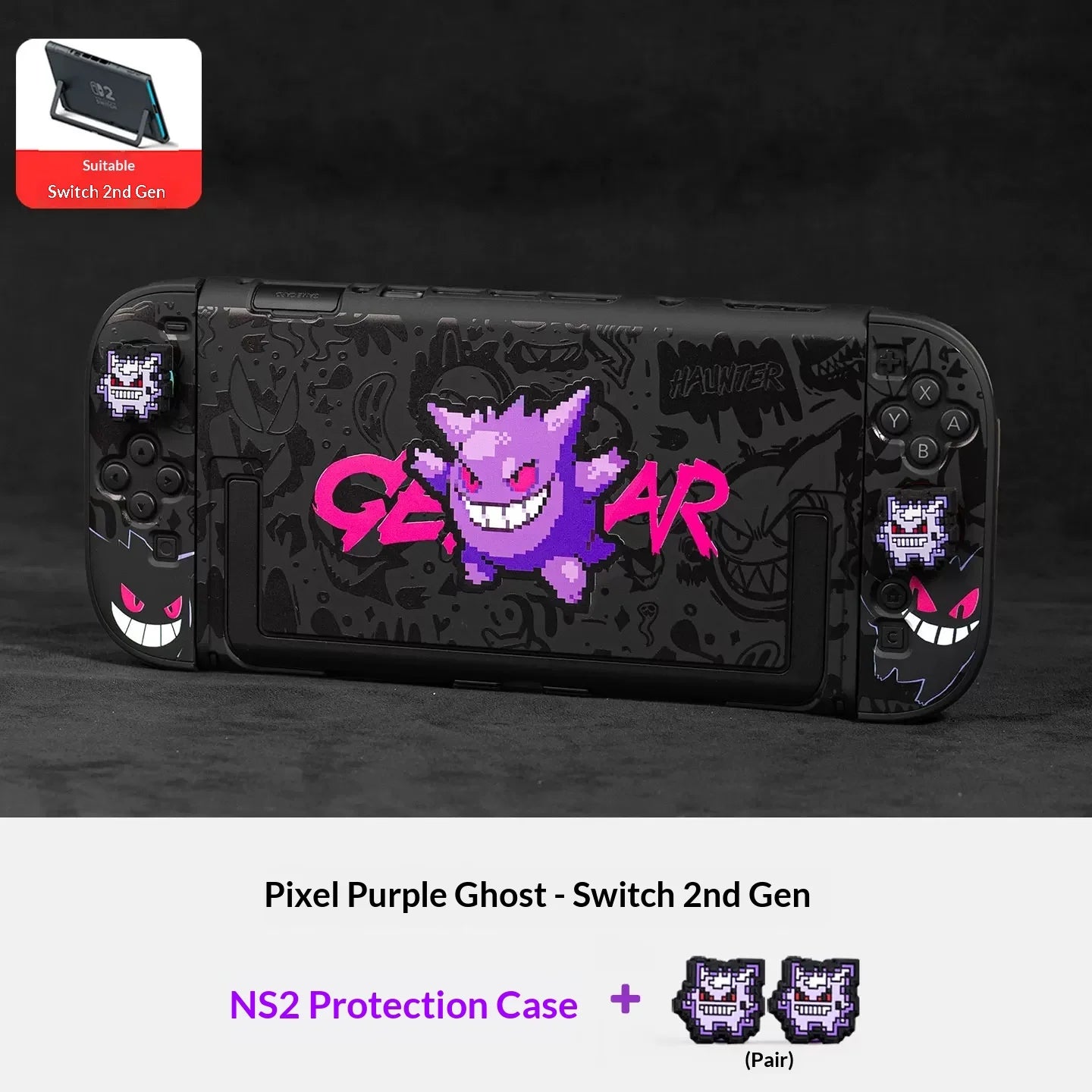Housse de protection avec poignée pour Nintendo Switch 2 Pokémon Ectoplasma – Accessoires de jeu de dessin animé