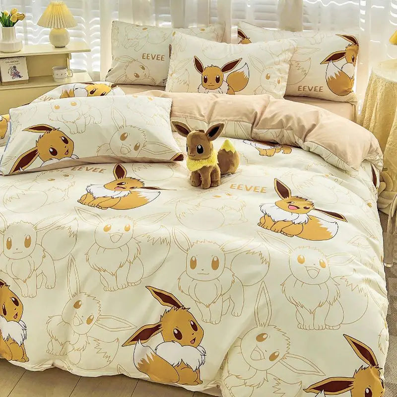 Pokémon Bedding Set – Pikachu Cartoon Duvet Cover for Kids (Single/Double/King Size)