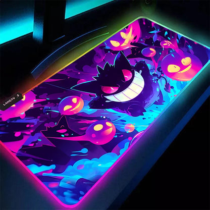 Alfombrilla de ratón Gaming XXL RGB de Pokémon Gengar – Alfombrilla de escritorio retroiluminada LED para teclado y PC