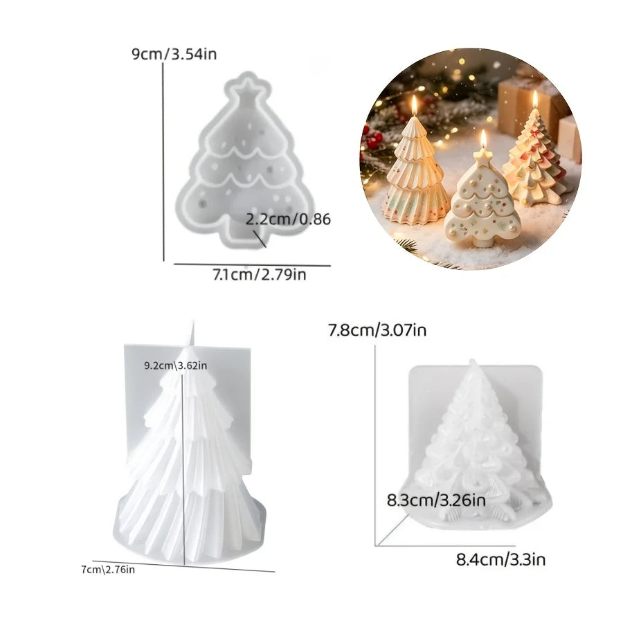 3PCS Christmas Candle Mold Set – Christmas Tree, Candle & Ornament Shapes for DIY Epoxy Plaster Candle Making and Craft Projects