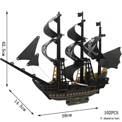 Maqueta 3D de Barco de Vela de Madera – Kit de Montaje de Barco de Madera DIY, Juguete Educativo de Construcción, Proyecto de Manualidades Creativo y Regalo de Fiesta para Niños