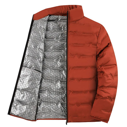 2025 Graphene Self-heating Down Jacket Men Solid Windproof Pleated Down Jackets Stand Collar Classical Warm Winter Jackets Male
