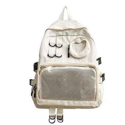 Mochila Ita Kawaii Estilo Collage – Mochila Escolar Transparente con Bolsillo en Forma de Corazón para Adolescentes, Mochila de Moda Japonesa JK, Mochila para Laptop para Mujeres, Bolso de Hombro para Estudiantes Estilo Harajuku 2024
